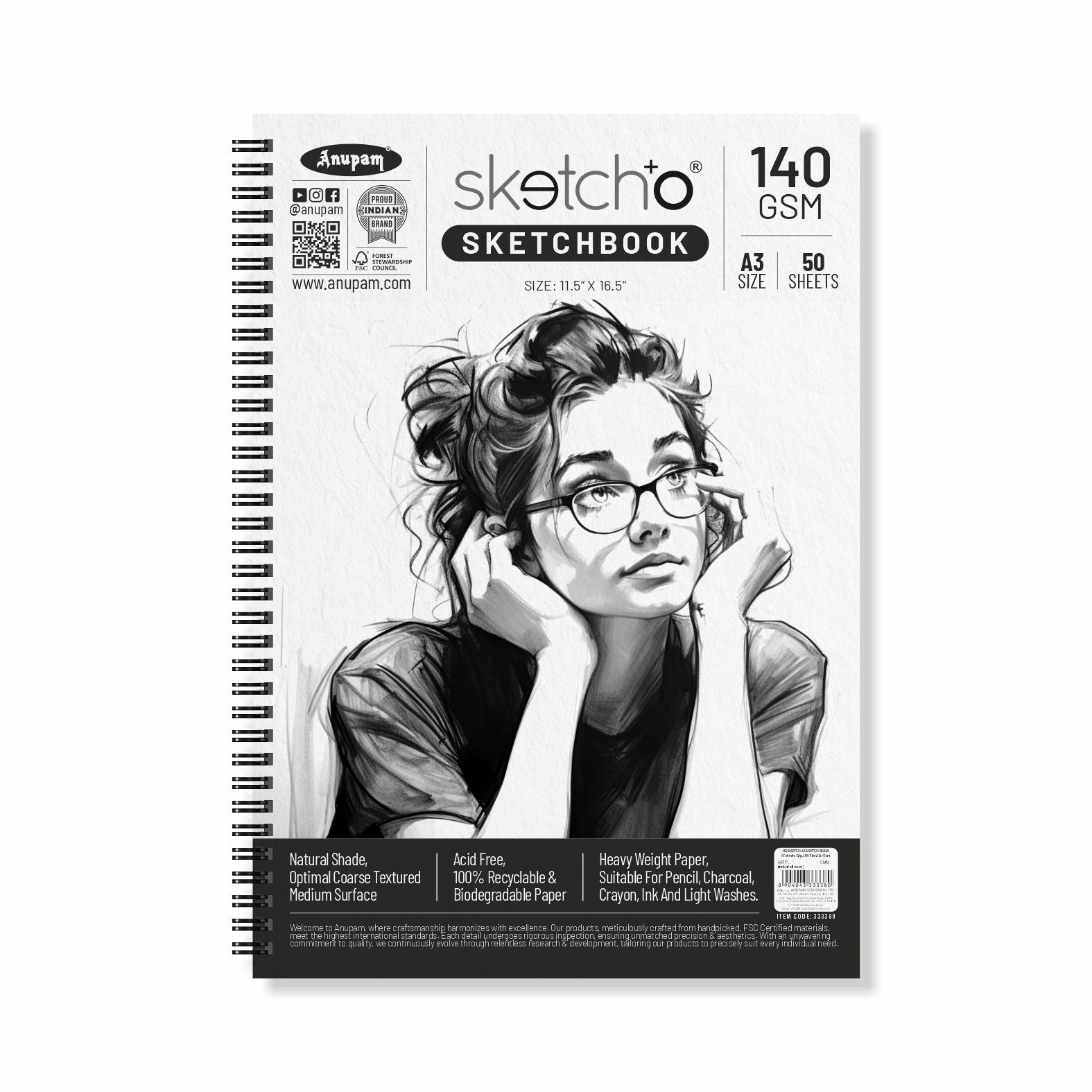 Anupam Sketch-O Sketching and Drawing Sketchbook-Soft Bound-Cartridge Paper-140GSM-Wireo Book